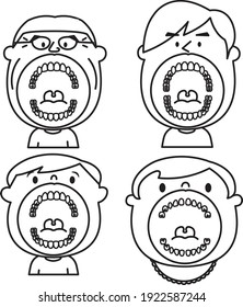 Illustration of teeth Various age sets 