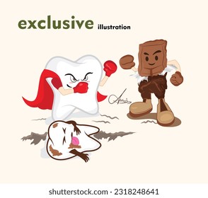 illustration of teeth vs chocolate Vector Art, Icons, and Graphics