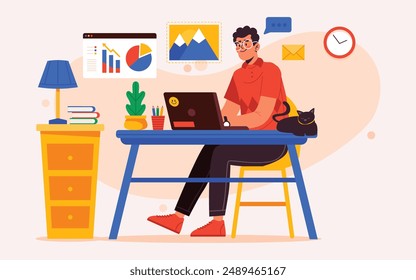 illustration telecommuting concept beautiful design