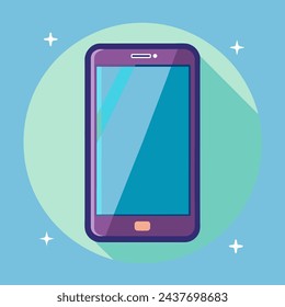Ilustración de un teléfono sobre un fondo azul representado en gráficos vectoriales en estilo vectorial