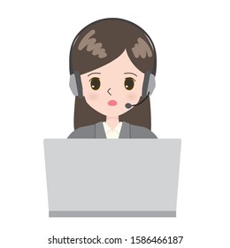 Illustration of a telephone operator woman.