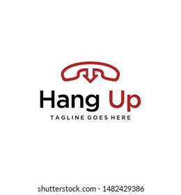 Illustration of telephone receiver face down with arrows logo design