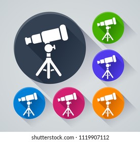 Illustration of telescope circle icons with shadow