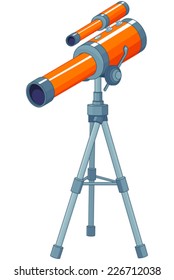 Illustration of telescope mounted on a tripod