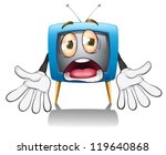 illustration of a television with face on a white background