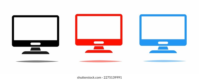 Ilustración del icono de la televisión con sombra. Ilustración vectorial.