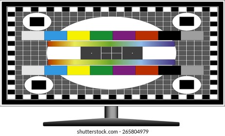 Illustration of a television test pattern with signal lost message