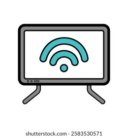 Illustration of Television with WiFi Signal