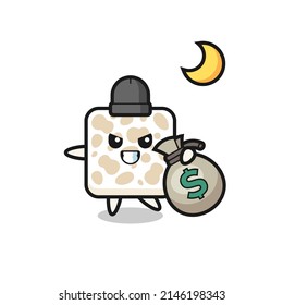 Illustration of tempeh cartoon is stolen the money , cute design