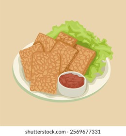 illustration of tempeh, a typical Indonesian food