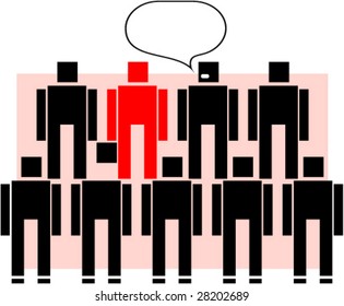 Illustration as a template with bubble speech, shows robots
