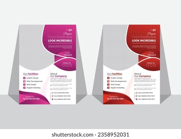 Illustration Template  Business Flayer   Colourful Template social marketing  report  Creative A4 with 2 colour   Corporate Business Flyer Template Design.