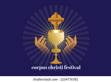 Illustration Of Template For Corpus Christi Catholic Religious Holiday, Feast Day, Cross, 