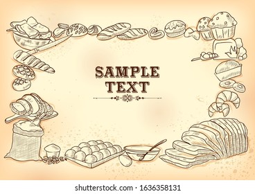 illustration of template of different types of Bread and Loafs for menu background design of Hotel or restaurant