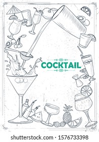 illustration of template of different types of Cocktail for menu background design of Hotel or restaurant