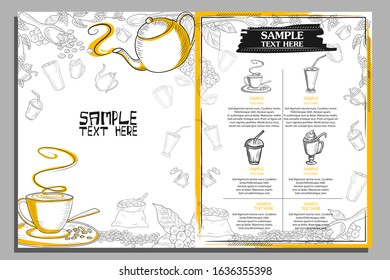 illustration of template of different types of Coffee for menu background design of Hotel or restaurant