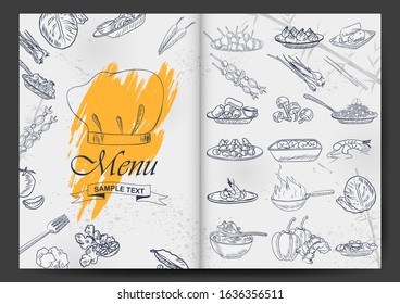 illustration of template of different types of Dinner item for menu background design of Hotel or restaurant