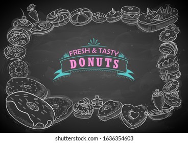illustration of template of different types of Donut for menu background design of Hotel or restaurant