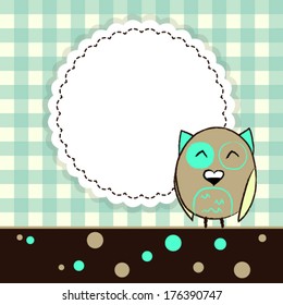 Illustration of template greeting card with owl