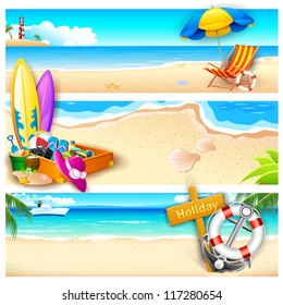 illustration of template for holiday on sea beach