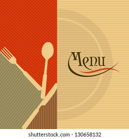 illustration of template for menu card with cutlery