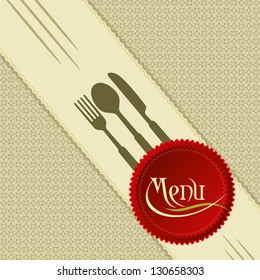 illustration of template for menu card with cutlery