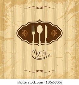 illustration of template for menu card with cutlery