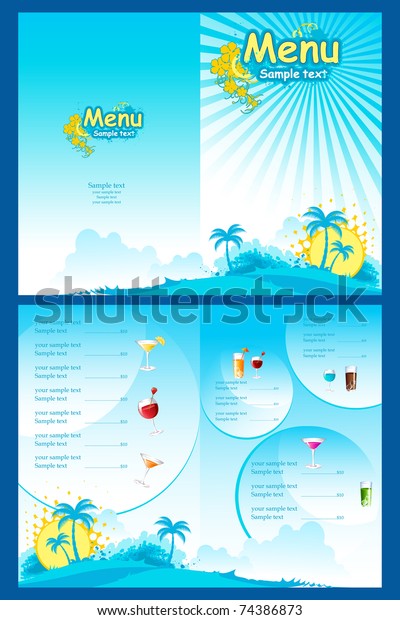 Illustration Template Menu On Sea Beach Stock Vector (Royalty Free ...