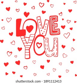  Illustration 
template for postcard “I love you”
