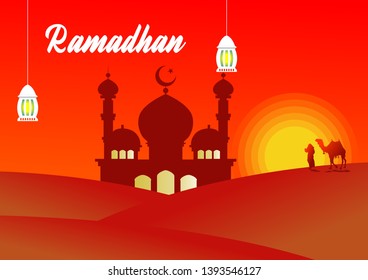 Illustration template of Ramadan Kareem months. Great for use of greetings card for family and friends