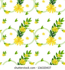 Illustration of a template with yellow flowers on a white background