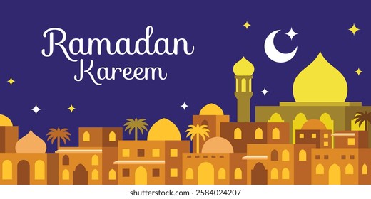 Illustration templates for posters, greeting cards, banners with Islamic themes such as Ramadan and Eid al-Fitr