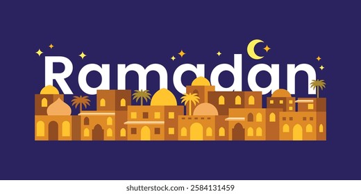 Illustration templates for posters, greeting cards, banners with Islamic themes such as Ramadan and Eid al-Fitr