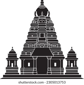 ilustración de un templo antiguo, gopura de gopura plana vectorial