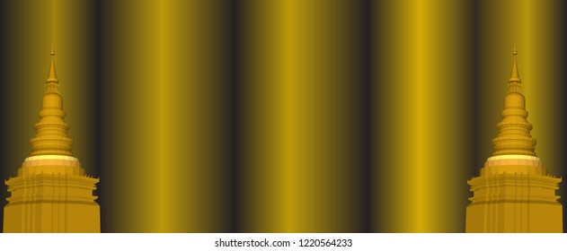Illustration, temple architecture thai light gold, vector