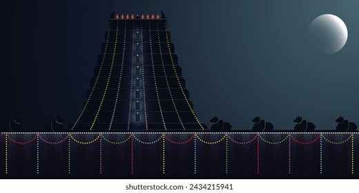 illustration of temple carnival celebration and decoration  concept design
