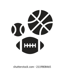 illustration of tennis ball, basketball, american football ball. glyph icon, solid which is very suitable for use in websites, banners, flyers, applications and apps.