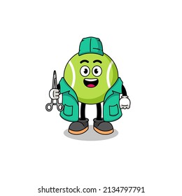 Illustration of tennis ball mascot as a surgeon , character design