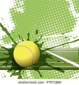 illustration tennis ball on abstract green background