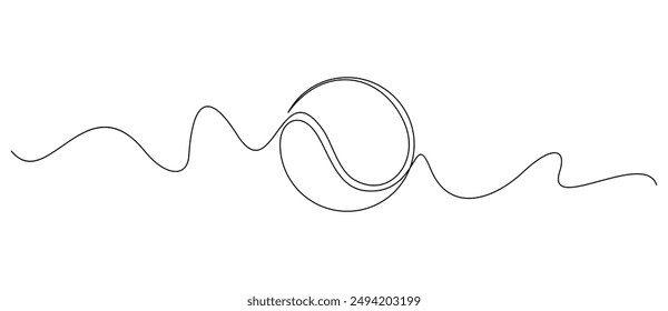 Illustration of a tennis ball in one continuous line art