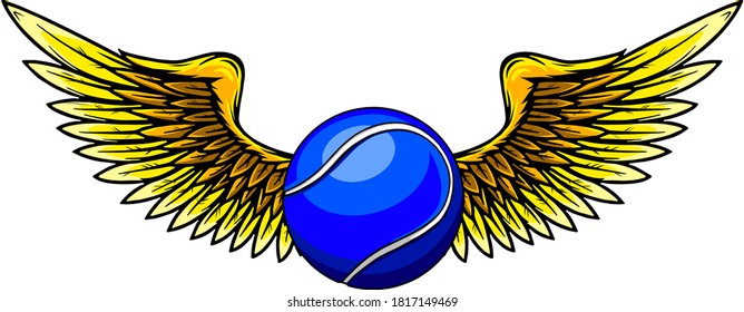 illustration of a tennis ball and stylized wings in a tattoo style. vector