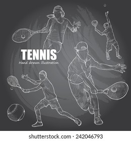 illustration of Tennis. Hand drawn.