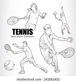 illustration of Tennis. Hand drawn. 