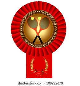  illustration tennis olympiad of the racket ball gold medal red tape