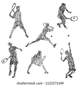 Illustration of tennis player drawn with crayon