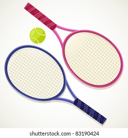 illustration Tennis rackets and ball