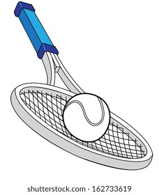 Illustration of a tennis racquet with a ball