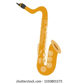 Illustration of a tenor saxophone isolated on white background. Design layout for banners presentations, flyers, posters and invitations. Vector modern flat design musical instruments.