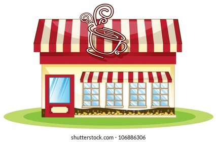 illustration of a tent coffee shop in white background