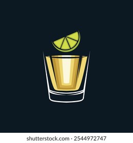 Ilustração de vidro de tiro de tequila com cal
